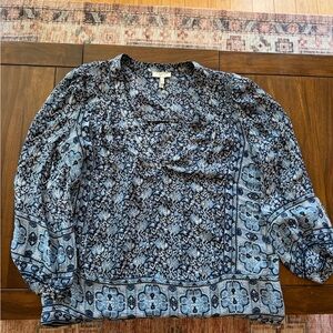 Joie Navy Floral Blouse